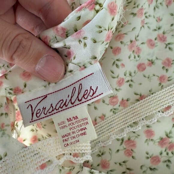 Vintage Versailles Floral Maxi Slip Robe Set, Coquette Feminine Sz S - Picture 14 of 15